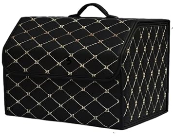 BayDe Auto Leder Kofferraum Organizer,für New Lavida Kofferraumtaschen Aufbewahrungs Wasserdicht Faltbarer Aufbewahrungsbox Zubehö,B/Black beige-M