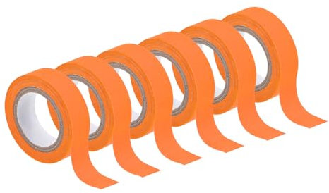 sourcing map 6 Rollos de Cinta Adhesiva de Tela de Gaffers Neon, 0.6 pulgadas x 16.5 pies Cinta que Brilla en la Oscuridad Cinta Adhesiva Fluorescente Luz Negra, Naranja