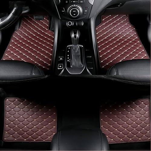 QQLADY Auto Leder FußMatten für Suzuki Jimny 2007 2008 2009 2010-2017 LHD, Alles Inklusive Allwetter Wasserdicht Antirutsch Auto Fussmatten, Autoteppich FußMatte, Innere Zubehör,C Brown