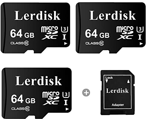Lerdisk 3er-Pack Micro SD Karte 64GB U3 V30 A1 Class 10 | 4K Video für Drohnen, Dashcams & Android-Geräte | IP65 Wasserdicht (64GBX3)