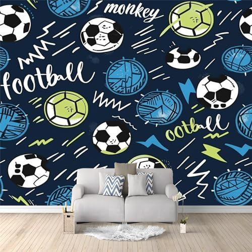 Fototapete Vlies Wanddeko Hip-Hop-Graffiti-Fußball Vliestapete Wand Tapete Moderne Wohnzimmer Schlafzimmer Panorama Wanddeko 3d Effekt Wandtapete 400 x 280 cm