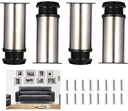 RWRAPS 4 verstellbare Sofabeine, verdickte Metallbeine, 50 x 100 mm Möbelbeine, DIY-Tischbeine, für Schrank, Bett, Esstisch, mit 16 Schrauben, 30 cm (11,8 Zoll) (schwarz 20 cm (7,9 Zoll))