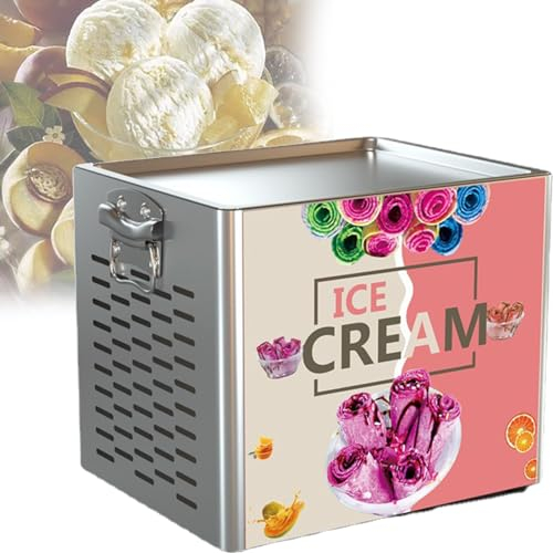 DPLWJPP Commercial Rolled Ice Cream Machine,Fried Ice Cream Roll Machine,Stir-Fried Ice Cream Roll Machine With Single Square Pan,For Bars,Cafes,Dessert Shops
