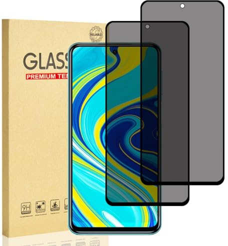 Hejkaoe Protector de Pantalla Privacidad para Xiaomi Redmi Note 9S/Note 9 Pro, Cristal Vidrio Templado Antiespia, Anti-Espía Protector Pantalla, Dureza 9H, Anti-Rasguños, Sin Burbujas, 2 Piezas