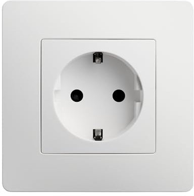 DEBFLEX - Caly - Prise Électrique 2P+T Schuko - Prise Murale Type F - Plastique + Support Métal - Installation Encastrée - Blanche - 74,5 x 74,5 x 39,5 mm