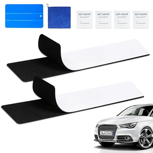 WUFANC 2 Paar Klett Kennzeichenhalter, Kennzeichenhalter Rahmenlos, Extra-Stark & Legal, Selbstklebender Nummernschildhalterung Auto, Wetterfester Kennzeichen Klett für Deutsche Standardkennzeichen