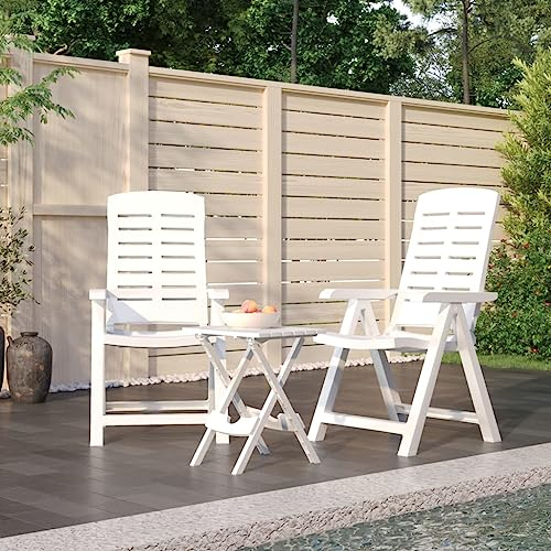 HEFZGDB 3-TLG. Garten-Essgruppe Weiß Polypropylen Gartenstühle Gartenmöbel Set Gartentisch Geeignet für Terrasse, Garten, Pool.