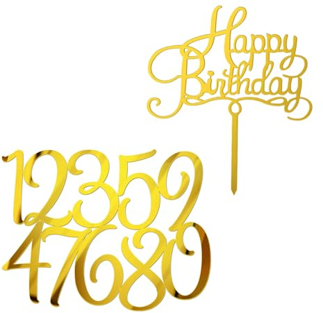 Décoration de Gâteau Miroir Numérique - Insert d'Anniversaire 10 Pièces Numéro 0-9