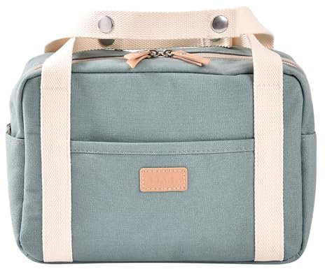 BÉABA, Kinderwagen-Organizer, Baby-Tasche, 5.1L, Kinderwagen- und Fahrradbefestigungen, 7 Taschen, Wasserdicht, Doppelter Reißverschluss, 100% Baumwolle, Mini Paris, Salbeigrün