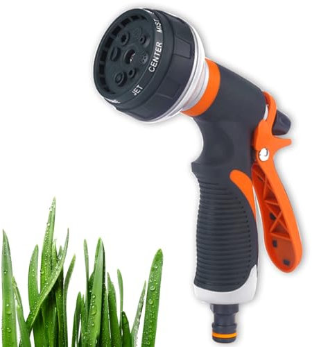 Einstellbarer Wasserdurchfluss Spritzpistolen, Hochdruck Garten Handbrause, Gartenbrause zur Bewässerung, Gartenbrause, Handbrause Garten-Spritzpistolen, 8 Bewässerungsmuster, für Rasen Autowaschen