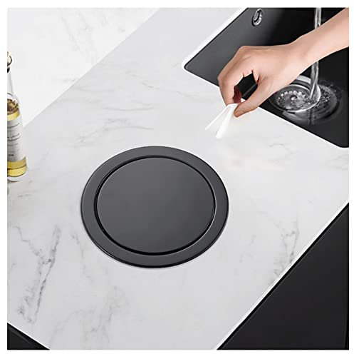 CAFIEDR Poubelle Ronde encastrée pour comptoir, avec Couvercle Automatique, en Acier Inoxydable, pour Cuisine, Salle de Bain(Noir 21x29cm)