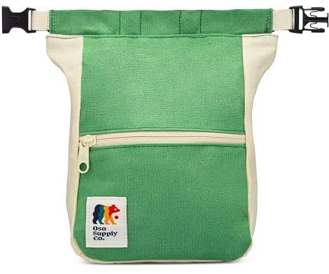 OSO Supply Co Kulshan Bouldereimer, große Kreide-Tasche zum Klettern, Kreidetopf mit magnetischem Roll-Down-Verschluss, Bürstenschlaufe, Reißverschlusstaschen für Kletterer