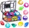 Amyang Diving Gem Pool Toy 10PCS Big Colorful Diamond Diving Toy with Treasure Box Chest Pirate Pool Toys for Kids Toddlers Underwater Sinking Dive Gemstone for Swimming Bath Birthday Party Decoration