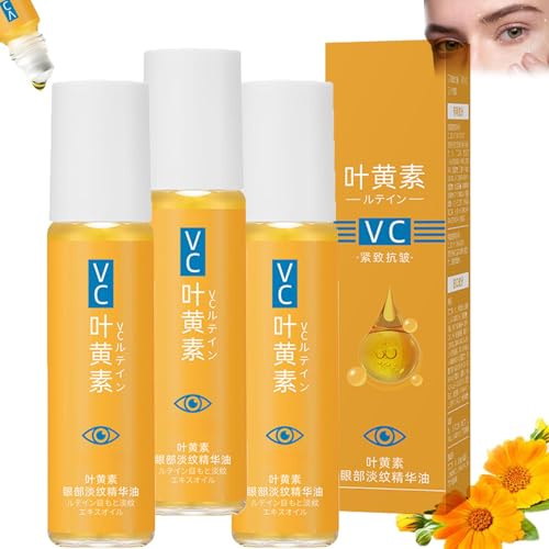 Lutein Eye Wrinkle Essence Oil,VC Eye Serum,Lutein Anti-Falten Öl,Augen Straffendes Serum for Verbessert Falten,Tränensäcke und Augenringe (3PC)