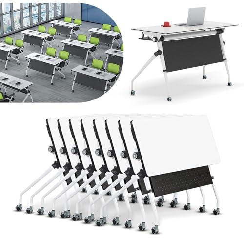 Fußklapptisch Klappbarer Konferenztisch 4,5 Fuß Moderner Konferenzraumtisch für 6–10 Personen Mobile Flip-Top-Schulungstische mit Rädern Klappbarer Besprechungstisch für Büro-Besprechungsrau