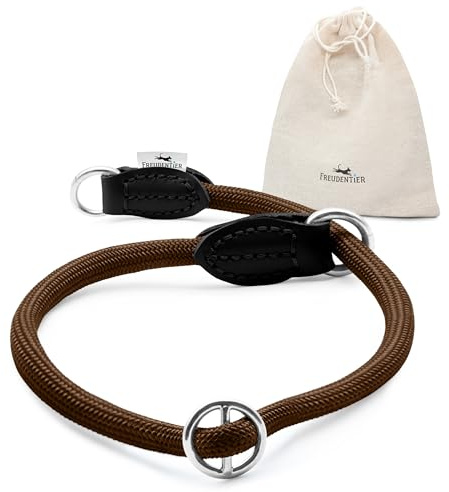 FREUDENTIER Zugstopp Halsband Hunde - Retriever Halsband Braun (M/L)
