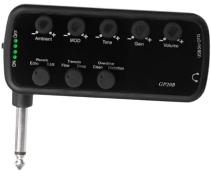 Fenteer Bass-Kopfhörerverstärker, 3 integrierte Effekte, leise, kompakt, wiederaufladbar über USB, Plug-and-Play, für Übungsstudios, Aufnahmen zu Hause