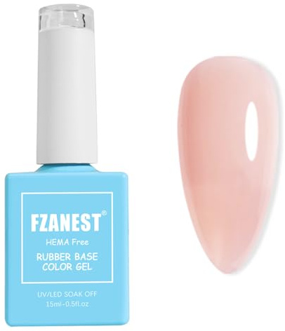 FZANEST Hema-Free Nude Rubber Base Builder Gel, Light Pink Nude Gel Nail Polish Natural French Tip Base Colors Nail Polish For Nails Strengthener Extension Soak Off