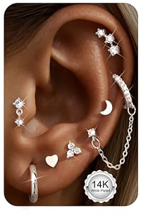 Adramata 7 par örhängen dam rostfritt stål piercing guld silver örhängen allergivänliga örhängen piercing tragus helix smycken dam flickor, Rostfritt stål