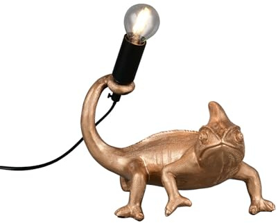 Besondere Tischleuchte Tierlampe Chamäleon Gold, Höhe 22cm