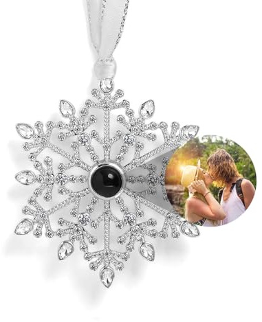 Personalisierte Foto Ornament Weihnachtskugeln Personalisiert Weihnachtsbaumschmuck Bild Innen Hängende Glitzer Schneeflocken Projektion Anhänger 2025 Neue Deko Weihnachten Xmas Party Geschenk