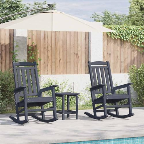 KTHLBRH Silla Mecedora de Jardín Moderna, Silla Balancín Exterior de Plástico Resistente para Terraza y Patio, Estructura Estable y Fácil Mantenimiento, Diseño Minimalista