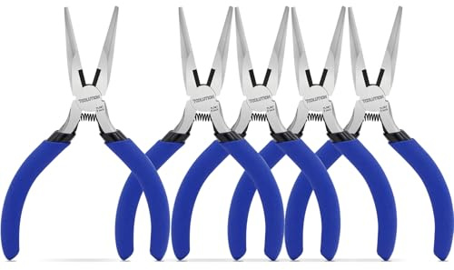 TOOLUTION 13 cm Spetstång, 5-pack Smyckestångsverktyg med Trådskärare, Liten Tång Fjädrad för Smyckestillverkning, DIY-pyssel, Elektronikreparation, Precisionsarbete