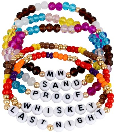 KINFERTE for Morgan Wallen merch Inspired Bracelets Concert Outfit Album vinyl Poster Shirt 5 Sets Stackable Stretch Friendship Bracelets Merchandise Jewelry Birthday Gifts for Fans Women
