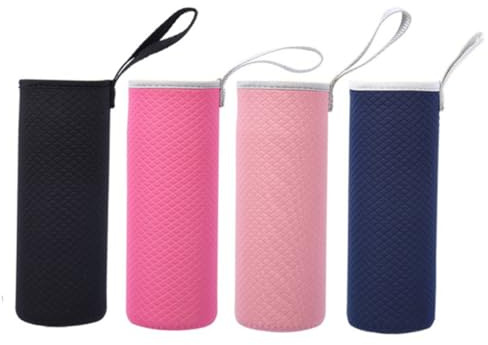 Toyvian Manchons Isothermes en Néoprène 550 ML Lot de 4 Poignée, Housses Anti-brûlure pour Bouteilles en Verre, Protections Isolantes Légères et Portables pour Sport, Voyage et Plein Air
