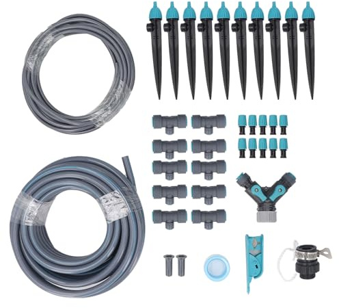 TOPINCN Système D'irrigation Goutte à Goutte Automatique, Kit D'arrosage de Jardin de 10 M avec Buses Réglables, émetteurs pour Pelouse, Serre, Parterre de Fleurs, Terrasse, Brumisation