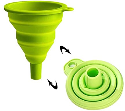 RASTKY Embudo Plegable Portátil de Silicona, Utensilios de Cocina Resistentes Al Calor para Transporte de Líquidos para Cocina/restaurante, Silicona de Grado Alimenticio (GREEN)