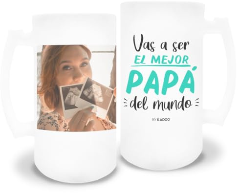 Kadoo Regalos Jarra de Cerveza de Cristal Esmerilado Personalizada Día del Padre Vas A Ser El Mejor Papá Con Foto | Regalo Día del Padre