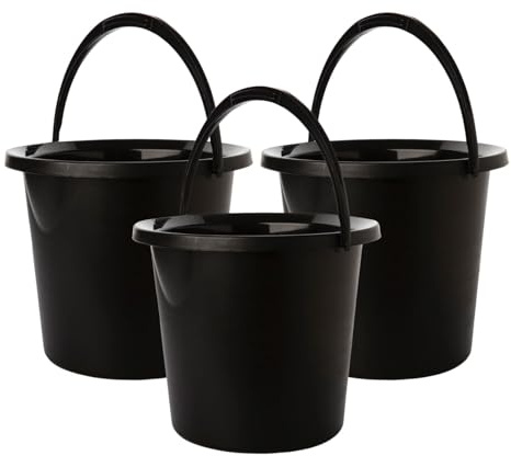 2Friends Eimer anthrazit 10L mit Ausguss - 3er Set Kunststoff Eimer mit Messskala - Made in EU - praktischer Putzeimer und Wascheimer für Haushalt & Garten