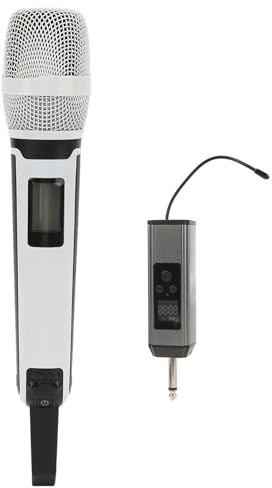 Rcniso Ensemble de Microphones sans Fil, Transmission Stable, Microphone Dynamique sans Fil, Motif Polaire Cardioïde, Blanc
