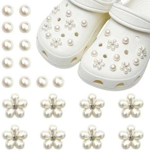 ZXTGBQ 20 PCS Fleurs perle Charms, Bijoux de Chaussures Pour Femmes, Décorations de Chaussures de Bricolage, Décoration de Sabots Accessoires