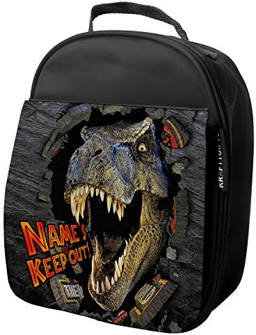 KRAFTYGIFTS Personalised Lunch Bag Jurassic T REX Cooler Bag Portable Carrying Insulated Dinosaur Lunch Box Bag for Boys JP01