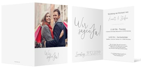 Personalisierte 10-100x Hochzeit Einladungskarten Hochzeitseinladungen DIN A6 Klappkarte - Wir sagen Ja