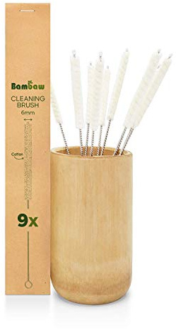 Bambaw Cepillo Pajita, Cepillo Limpia Pequeño Thermomix, Limpiador Tuberias, Cepillos Limpieza, Cepillo Tubo, Pack de 9