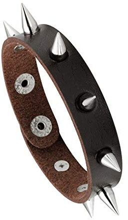 MILAKOO Herren Damen Metal Spike Nieten Armband Punk Rock Biker Wide Strap Lederarmband