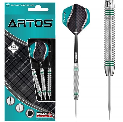Artos Steel Dart, der Pro-Dart ohne viel Schnik-Schnak. Dartset mit 3 Dartpfeile aus 80 % Tungsten (Wolfram) mit einfach guten Flugeigenschaften. Designed in Mint, Rot & Kupfer