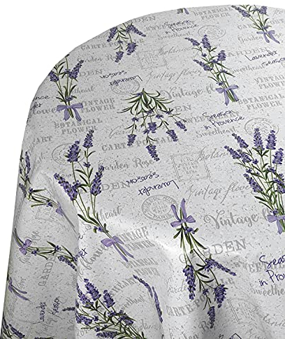 Wachstuchtischdecke Wachstuch Tischdecke Gartentischdecke Rund Oval Lavendel Provence Oval 130 x 180 cm abwaschbare Wachstischdecke