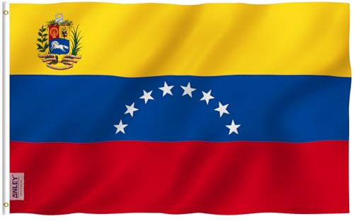ANLEY Fly Breeze 3x5 Foot Venezuela 8 Stars Flag - Color vivo y resistente a la decoloración UV - Encabezado de lienzo y doble costura - Banderas de la República Bolivariana de Venezuela Poliéster