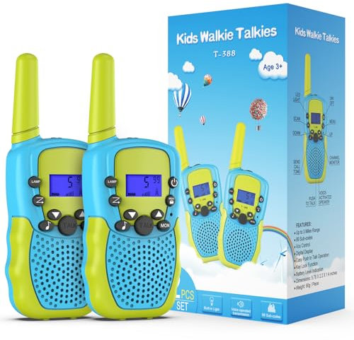 Kearui Toys for 3-12 Years Old Boys, Walkie Talkie Kids for Boys 8 Channels 2 Way Radio with VOX Function & LED Flashlight, 3 Miles Range for Outside Adventures, Camping, Hiking (Blue-Green)