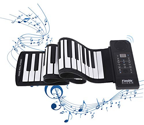 Yunir Roll-up-Klavier, tragbar 61 Tasten (C3 ~ C8) Standard-Soft-Silikon-Klavier mit Flexibler elektronischer Tastatur