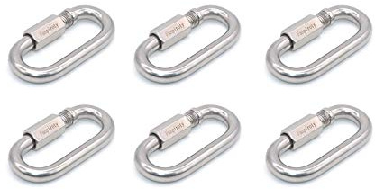 6 pcs M8 Locking Carabiner Clip Small Quick Link Chain Connector Lock Ring Keychain Buckle