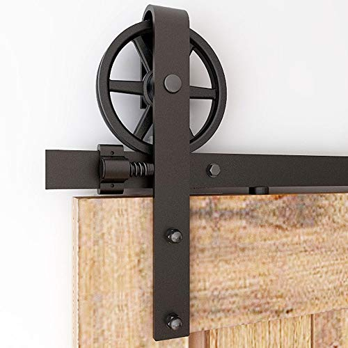 CCJH 200CM (6.6FT) Schiebetürbeschlag Set Schiebetürsystem Laufschiene für Schiebetür Hängeschiene für Einzelne Holztür (Riesenrad-Stil-01)