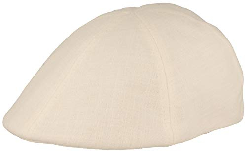 Breiter Herren Schiebermütze, Flatcap, Schirmmütze aus Baumwolle, Mehrteilig mit flexiblem Schirm, Hautfreundliche, Weiß, 54