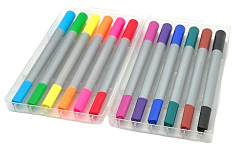 12 stycken set med dubbla spetsar borstar pennor bläckpennor filtpennor konst markörer fineliner pens, skissa, måla med flexibel spets, snabbtorkande (pennor med färgade lock)