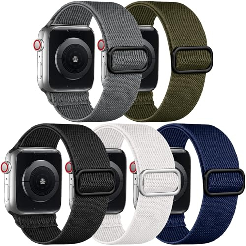 Adorve Stretchiga Solo Loop-band kompatibla med Apple Watch Ultra Band 49 mm 45 mm 44 mm 42 mm 41 mm 40 mm 38 mm män kvinnor, mjuk nylon elastisk flätad rem för iWatch Ultra 2, serie 9/8/7/6/5/4/3/2/1