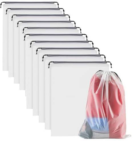 wasserdichte Kordeltasche 10 stück Packbeutel Wasserdicht Wiederverwendbar Transparent PE Multifunktionale Aufbewahrungstasche für Kosmetik Unterwäsche Spielzeuge Lagerung